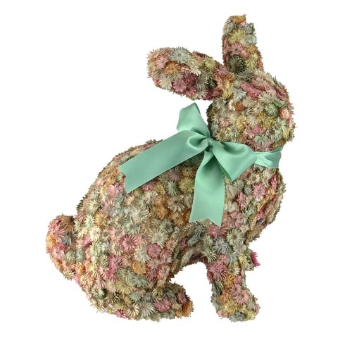 12.5” Multi-Colored Flowered Sitting Bunny Rabbit Spring Tabletop Decoration - 32727399