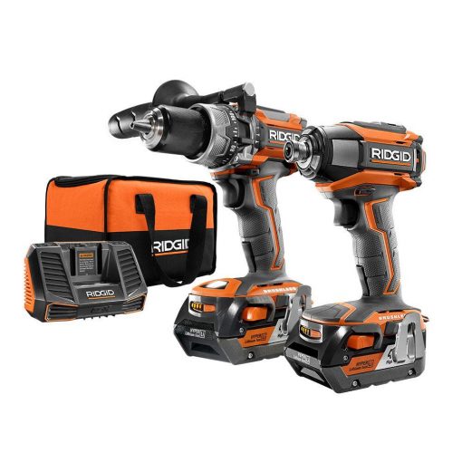 RIDGID 18-Volt Gen5X Lithium-Ion Cordless Brushless Hammer Drill and Impact Driver Combo Kit with (2) 4.0Ah Batteries
