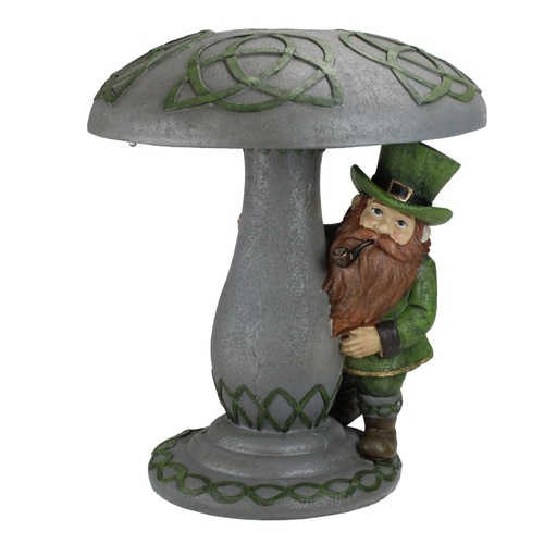 12.25" Leprechaun Standing Under Mushroom LED Solar Statue - 33378012