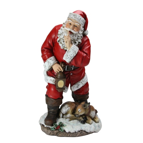 17.5” Woodland Santa Claus and Sleeping Deer Christmas Tabletop Figure - 32916504