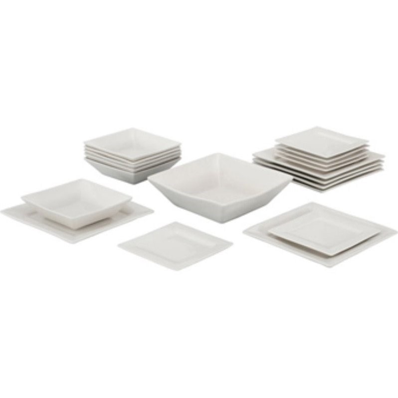 10 Strawberry Street Nova 19 Piece Square Dinnerware Set in White