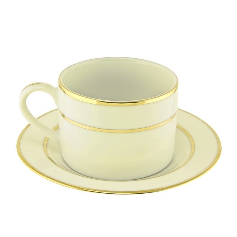 10 Strawberry Street Cream Double Gold Cup and Saucer (Set of 6)