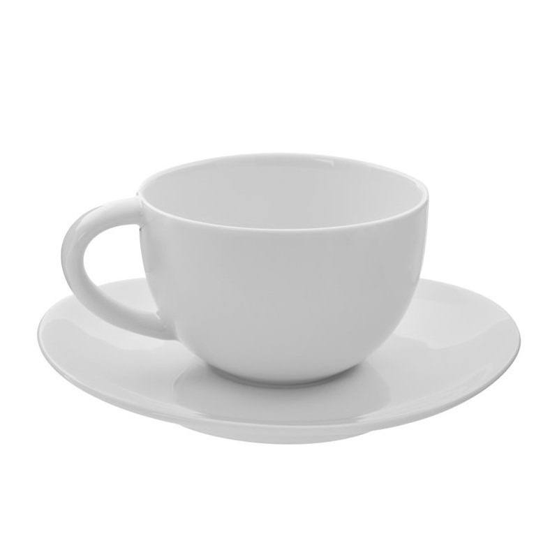10 Strawberry Street Royal Oval White Cup and Saucer (Set of 6)