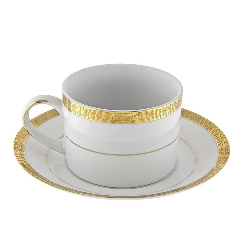 10 Strawberry Street Luxor Cup and Saucer in White and Gold (Set of 6)
