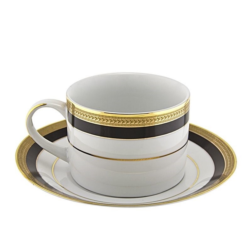 10 Strawberry Street Sahara Black Cup and Saucer (Set of 6)