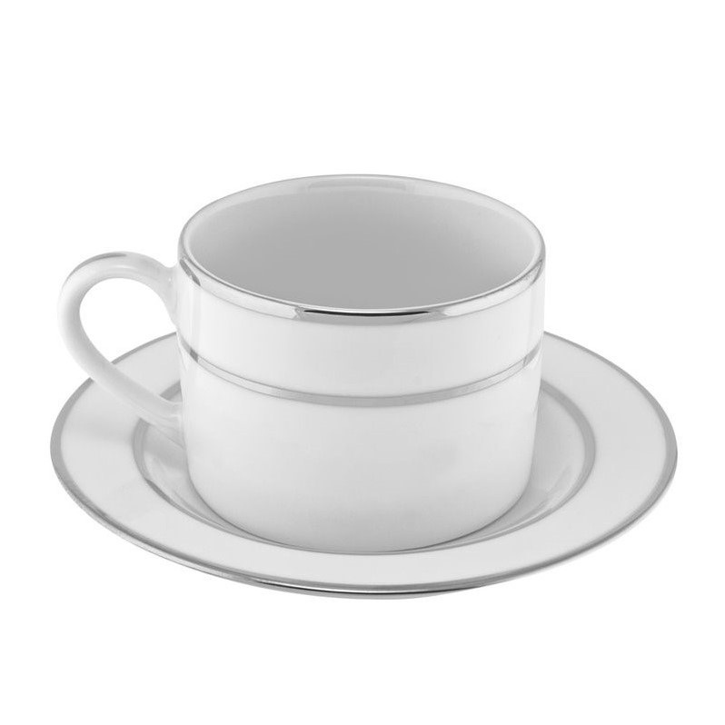 10 Strawberry Street Silver Double Cup and Saucer (Set of 6)