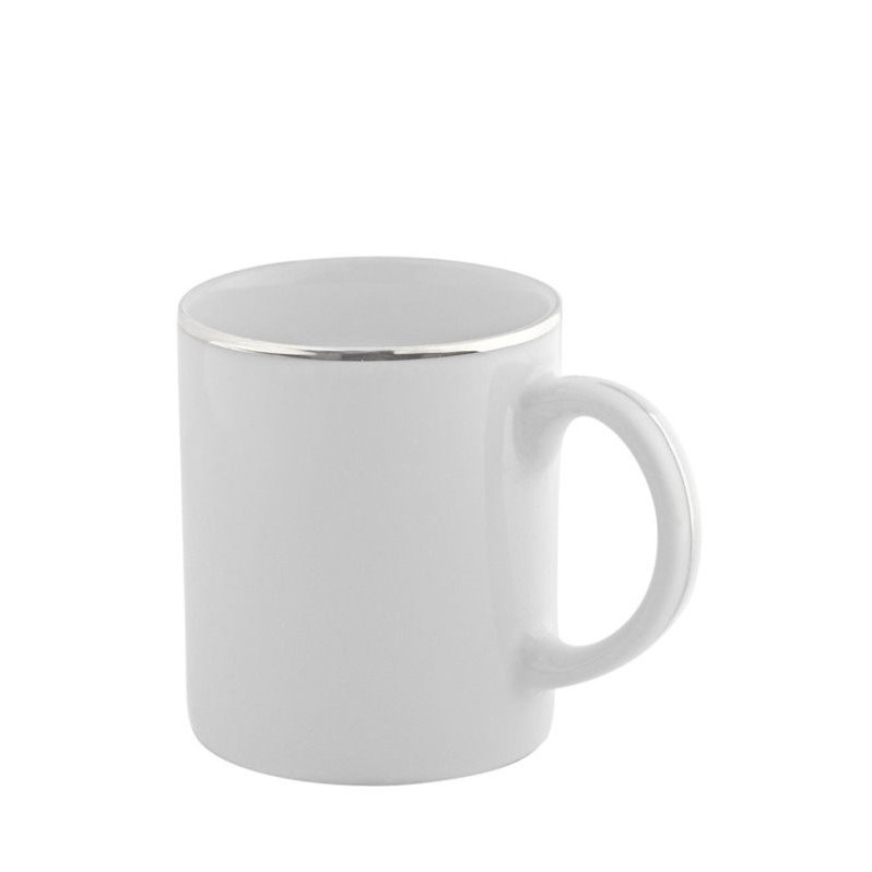 10 Strawberry Street Silver Line Mug in White and Silver (Set of 6)