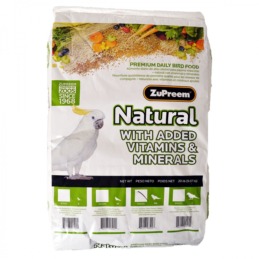 ZuPreem Natural Blend Bird Food - Parrot & Conure - 20 lbs #39350