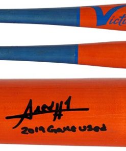 B08RX1VNXP Amed Rosario New York Mets Autographed Game-Used Orange and Blue Victus Bat from the 2019 MLB Season with"2019 Game Used" Inscription - MLB Autographed Game Used Bats