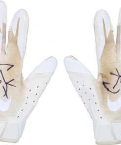 B08VL4T45K Cooper Kupp Los Angeles Rams Autographed Player-Worn White Gloves - NFL Autographed Game Used Gloves