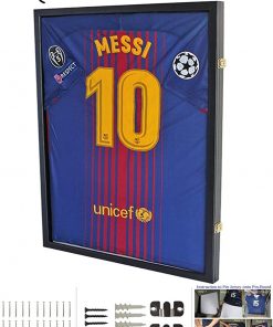 B00A0UWWWE Jersey Display Frame Case Large Frames Shadow Box Lockable with UV Protection for Baseball Basketball Football Soccer Hockey Sport Shirt Black Finish