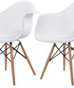 B08SL15KNC Non/Brand Set of 2 Mid-Century Dining Arm Chairs with Wood Legs