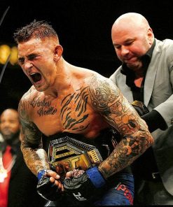 B08W2HJ2WS Dustin Poirier Signed 8x10 UFC Champion Belt Photo The Diamond PSA/DNA ITP