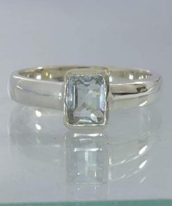 B08W7PSDDV Ring Light Blue Aquamarine Handmade Silver Solitaire Unisex size 6 Design 530