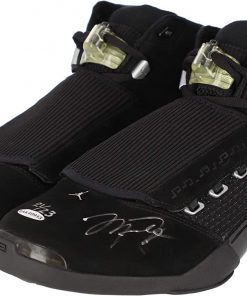 B08T6NHSRX Michael Jordan Chicago Bulls Autographed Air Jordan XVII Black Basketball Shoes - Limited Edition of 23 - Upper Deck - Autographed NBA Sneakers