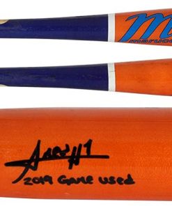 B08RWV5VMH Amed Rosario New York Mets Autographed Game-Used Orange and Blue Marucci Bat from the 2019 MLB Season with"2019 Game Used" Inscription - MLB Autographed Game Used Bats