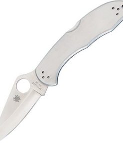 B001PLHP4W Spyderco Delica 4 Signature Folding Knife with 2.95" Saber-Ground VG-10 Steel Blade and Durable Stainless Steel Handle - PlainEdge - C11P