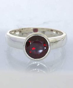 B08W6NG69Q Ring Almandine Red Garnet Handmade Silver Unisex size 9.25 Stackable Design 530