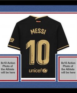 B08TJ24LNF Framed Lionel Messi Barcelona Autographed 2020-2021 Away Jersey - Autographed Soccer Jerseys