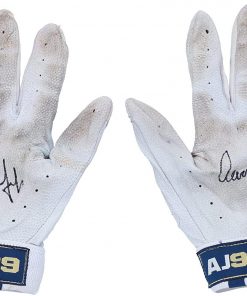 B08VKM3FY6 Aaron Judge New York Yankees Autographed Game-Used White and Navy Adidas Batting Gloves from the 2020 MLB Season - MLB Game Used Gloves