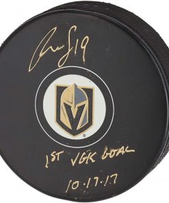 B08VGXRP8X Reilly Smith Vegas Golden Knights Autographed Hockey Puck with"1st VGK Goal 10/17/17" Inscription - Autographed NHL Pucks