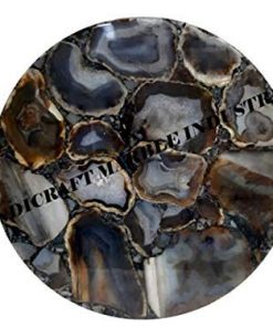 B08SJ77NPZ 33" Inch Agate Table, Coffee Table, Agate Table Top, Agate Coffee Table, Agate Side Table, Round Table, Stone Table. Grey Agate Geode Table