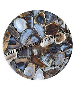 B08SHJ56KM Agate Coffee Table 36", Agate Table Top, Agate Coffee Table, Agate Side Table, Round Table, Stone Table. Grey Agate Geode Table