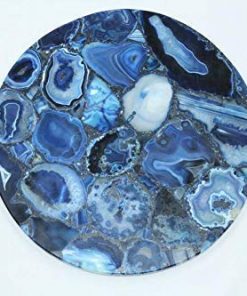 B08RZD1MXZ Blue Agate Side Table, Agate Table, Stone Coffee Table, Agate Kitchen Table Top, Agate Coffee Table, Round Coffee Table Home Decor