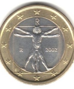 B006HVICCE 2002 Italy Bi-metallic 1 Euro Coin KM#216 - Leonardo da Vinci Vitruvian Man