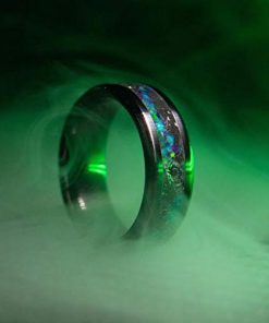 B08VDB4XJG Black Ceramic Ring Opal Band Beveled Edge Women Mens Wedding Band 8mm Handmade Lightweight Polished Custom Laser Engraving