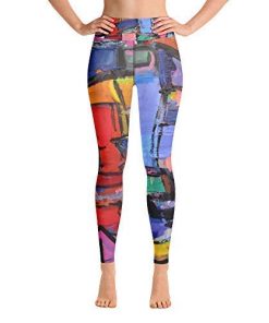 B08TT7QTFP Women's Leggings Artistic Splash Handmade Original Artwork San Remo Italy By Len Yurovsky
