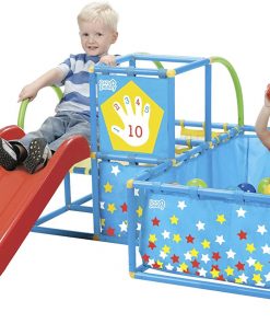 B007GAT0JE Eezy Peezy Active Play 3 in 1 Jungle Gym PlaySet â€“ Includes Slide, Ball Pit, & Toss Target with 50 Colorful Balls