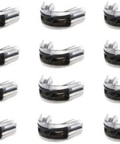 B0097PXCD6 Brain-Pad Lopro Plus Double Laminated Mouthguard, Strap/Strapless Combo-Pack of 12 (Black/Clear, Youth)