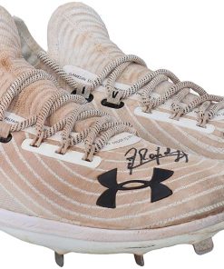 B08RWHSSF9 Randy Arozarena Tampa Bay Rays Autographed Game-Used White Under Armour Cleats from the 2020 MLB Playoffs with Multiple Inscriptions - MLB Autographed Game Used Bats