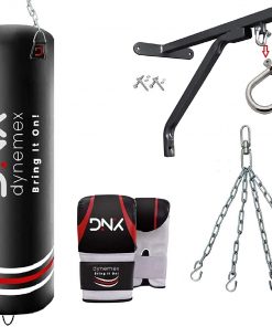 B08VL94RMJ DYNEMEX | Punching Bag for Boxing Training unfilled 5ft Muay Thai Training Gloves with Punch Mitts, Wall Bracket, Chain, 5pc for Grappling, MMA, Kickboxing, Karate, BJJ & Taekwondo