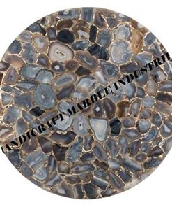 B08T937TJZ Natural Agate Table, 30" Inch Agate Table Top, Grey Agate Table, Gemstone, Quartz, Customized Agate Stone Table