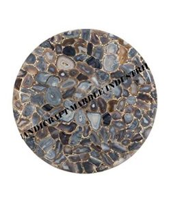 B08T93JY2N Natural Agate Table, 12" Inch Agate Table Top, Grey Agate Table, Gemstone, Quartz, Customized Agate Stone Table