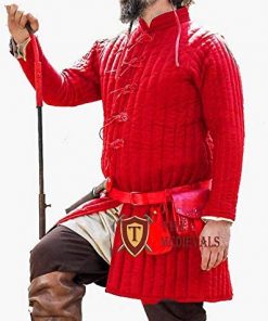 B08WKM2NH6 The Medievals Thick Padded Full Length Gambeson Coat Aketon Jacket Armor Costumes Dress SCA