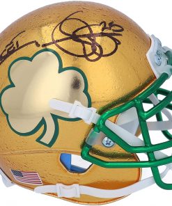 B08T6FCRTF Raghib"Rocket" Ismail Notre Dame Fighting Irish Autographed Schutt Sports Shamrock Mini Helmet - Autographed College Mini Helmets