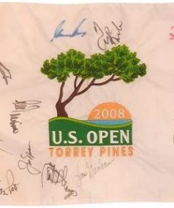 B003YCSX2S 2008 US Open (Torrey Pines) Embroidered Golf Pin Flag Autographed by 16 Former Champions #1 - Autographed Golf Pin Flags