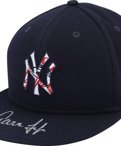 B08VL6F3Y6 Aaron Judge New York Yankees Autographed Player-Worn #99 Navy Cap Worn During Batting Practice from the 2020 MLB Season - Autographed Hats