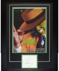 B08WRC2XZL The Mask 11X17 Movie Poster Deluxe Framed with Jim Carrey Autograph - JSA