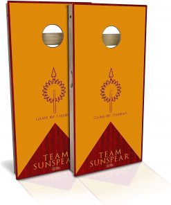 B08WJJ53WL Skip's Garage Game of Throws Team Sunspear Cornhole Board Set - Choose Your Size & Accessories, Includes 2 Boards, 8 Bags & More