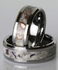 B08V8GFBTQ Tungsten Ring with Copper and Amethyst Mens Wedding Band Engagement Ring Polished 8mm Custom Laser Engraving