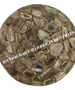 B08SKYWPGK 30" Inch Wild Agate Table, Agate Table, Round Agate Table, Brown Agate Table, Agate Side Table Top
