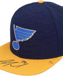 B08W6M7W5V Justin Faulk St. Louis Blues Autographed Blue Snapback Cap - Limited Edition of 20 - Autographed NHL Hats