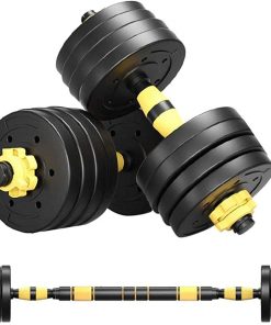 B08SHVVJZ3 loinrodi Adjustable Dumbbells Set, Free Weights Fitness Dumbbells Set with Connecting Rod Used as Barbell for Home Gym, Workout, Whole Body Training 88 Pound