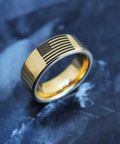 B08X1S6TM8 American Flag Wedding Band, American Flag Engagement Ring, Distressed Flag Wedding Ring, USA Ring, Military Jewelry