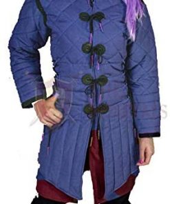 B08WPVNCJV Medieval Thick Padded Full Length Full Sleeves Gambeson Coat Aketon Jacket Armor