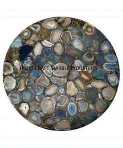 B08SHKSTQN Round Agate Dinning Table 48", Round Coffee Table, Agate Table Top, Agate Coffee Table, Agate Side Table, Round Table, Stone Table. Grey Agate Geode Table